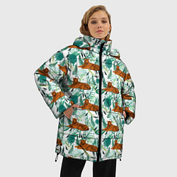 Куртка зимняя женская Цветы и Тигр Паттерн, цвет: 3D-светло-серый — фото 2