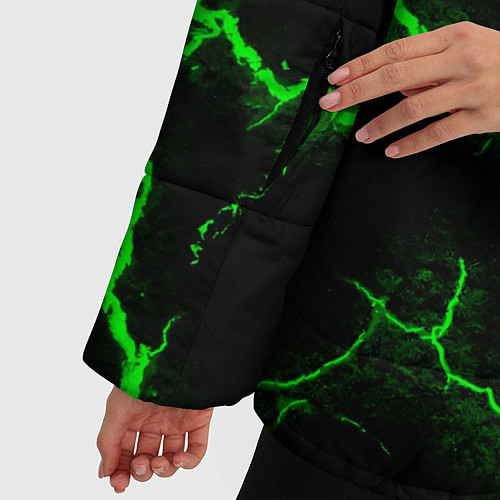 Женская зимняя куртка К - 13 зелёная трещина 3D / 3D-Черный – фото 5