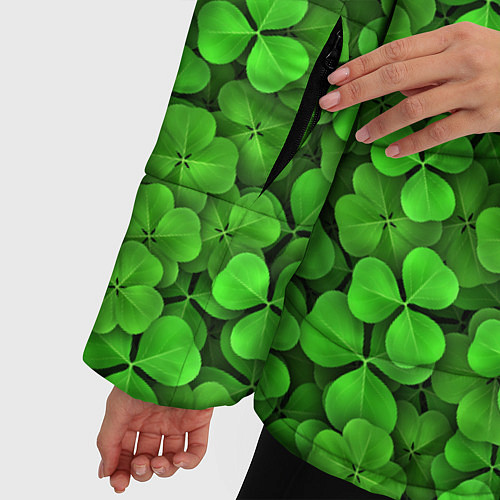 Женская зимняя куртка Зелёный клевер / 3D-Черный – фото 5