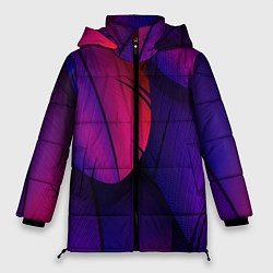 Куртка зимняя женская Фиолетовые Перья, цвет: 3D-красный
