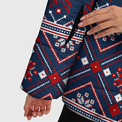 Куртка зимняя женская Русские народные узоры, цвет: 3D-красный — фото 2