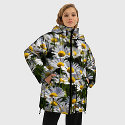 Куртка зимняя женская Ромашки, цвет: 3D-светло-серый — фото 2