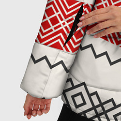 Куртка зимняя женская Славянский узор красно-черный, цвет: 3D-черный — фото 2