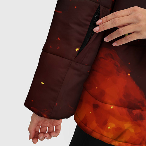 Женская зимняя куртка Valheim огненный лого / 3D-Черный – фото 5