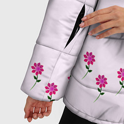 Куртка зимняя женская Розовые цветы pink flowers, цвет: 3D-черный — фото 2