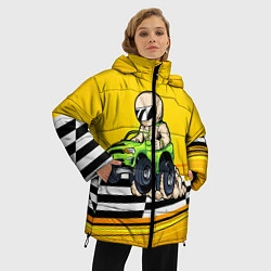 Куртка зимняя женская Мультяшный гонщик на джипе, цвет: 3D-черный — фото 2