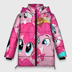 Куртка зимняя женская Pinkie Pie pattern, цвет: 3D-черный