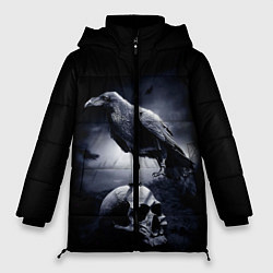 Куртка зимняя женская ЧЕРЕП И ВОРОН, цвет: 3D-черный
