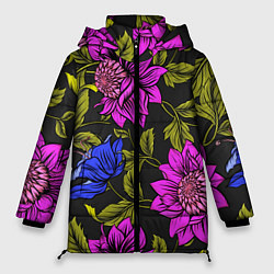 Куртка зимняя женская Цветочный Паттерн, цвет: 3D-черный
