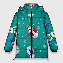Куртка зимняя женская РазНые Снеговики, цвет: 3D-красный