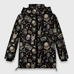 Куртка зимняя женская Scull pattern rock, цвет: 3D-черный