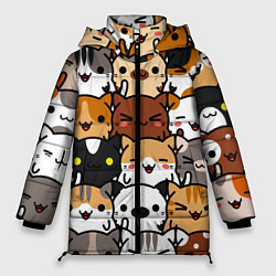 Куртка зимняя женская Коты и котики, цвет: 3D-светло-серый