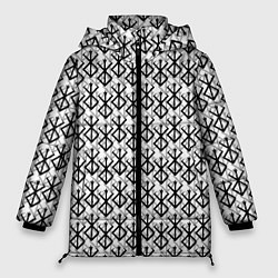 Куртка зимняя женская Берсерк много логотипов, цвет: 3D-красный