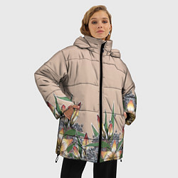 Куртка зимняя женская Лилии и сирень, цвет: 3D-светло-серый — фото 2