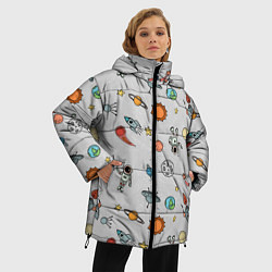 Куртка зимняя женская Космический астронавт, цвет: 3D-красный — фото 2