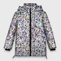 Куртка зимняя женская Музыкальные Ноты, цвет: 3D-черный