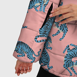 Куртка зимняя женская Много синих тигров Символ года, цвет: 3D-светло-серый — фото 2