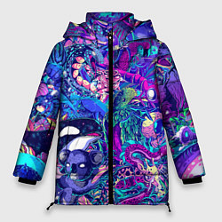 Куртка зимняя женская Неоновые Звери, цвет: 3D-черный