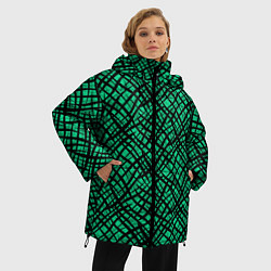 Куртка зимняя женская Абстрактный зелено-черный узор, цвет: 3D-черный — фото 2