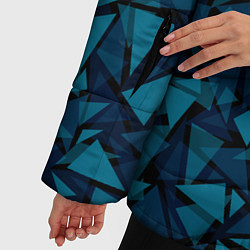 Куртка зимняя женская Синий полигональный паттерн, цвет: 3D-черный — фото 2