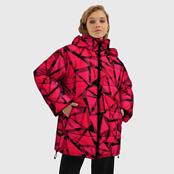 Куртка зимняя женская Красно-черный полигональный, цвет: 3D-черный — фото 2