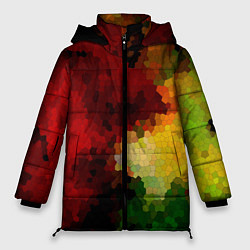 Куртка зимняя женская Абстрактная мазаика витраж, цвет: 3D-черный