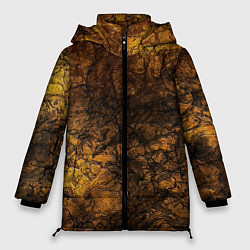 Куртка зимняя женская Желто-черная текстура камня, цвет: 3D-черный