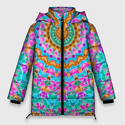 Куртка зимняя женская Разноцветный калейдоскоп, цвет: 3D-черный