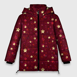 Куртка зимняя женская Россыпи золотых звезд, цвет: 3D-черный
