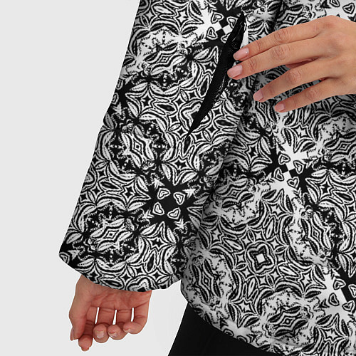 Женская зимняя куртка Черно-белый орнамент / 3D-Черный – фото 5
