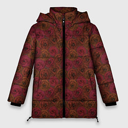 Куртка зимняя женская Цветочный коричневый ретро, цвет: 3D-черный