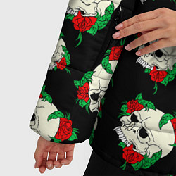 Куртка зимняя женская Черепа и розы Skull and Roses, цвет: 3D-черный — фото 2