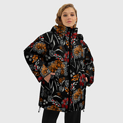 Куртка зимняя женская Цветочный модный узор, цвет: 3D-черный — фото 2