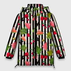 Куртка зимняя женская Ягодно-арбузный микс, цвет: 3D-черный