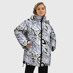 Куртка зимняя женская Абстрактный сиренево-черный, цвет: 3D-черный — фото 2