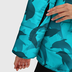 Куртка зимняя женская Синий камуфляж с дельфинами, цвет: 3D-черный — фото 2