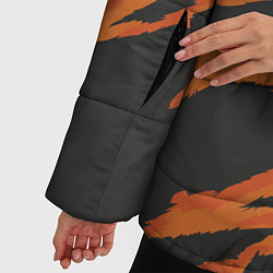 Куртка зимняя женская Шкура тигра оранжевая, цвет: 3D-черный — фото 2