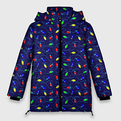 Куртка зимняя женская Разноцветные Лампочки, цвет: 3D-черный