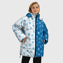 Куртка зимняя женская Снежинки зимняя пора, цвет: 3D-черный — фото 2
