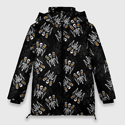 Куртка зимняя женская ПАТТЕРН СКЕЛЕТ HALLOWEEN PARTY, цвет: 3D-черный