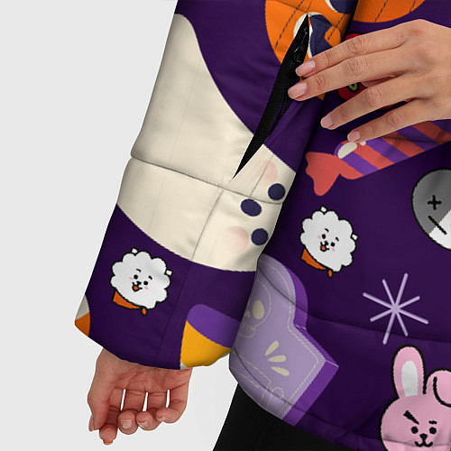 Женская зимняя куртка HALLOWEEN BTS BT21 PATTERN БТ21 БТС ХЕЛЛОУИН / 3D-Черный – фото 5