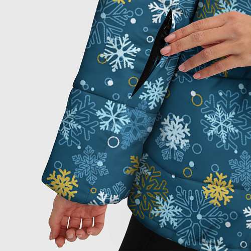 Женская зимняя куртка Падают Снежинки / 3D-Черный – фото 5