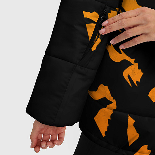 Женская зимняя куртка ВОРОНЫ ХЕЛЛОУИН CROWS HALLOWEEN / 3D-Черный – фото 5
