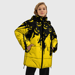 Куртка зимняя женская Тыквенные смайлы, цвет: 3D-черный — фото 2