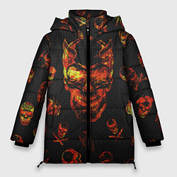 Куртка зимняя женская Огненные черепа Carbon, цвет: 3D-черный