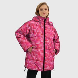 Куртка зимняя женская Цикламеновая пиксельная абстракция, цвет: 3D-черный — фото 2