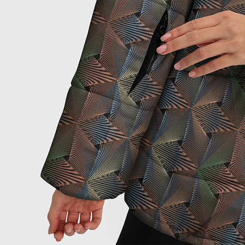 Женская зимняя куртка Абстракция из разноцветных треугольников из линий / 3D-Черный – фото 5