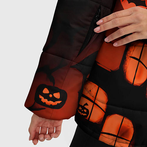 Женская зимняя куртка Красная луна на Хэллоуин / 3D-Черный – фото 5