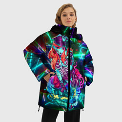 Куртка зимняя женская Неоновая ведьма с волком, цвет: 3D-черный — фото 2