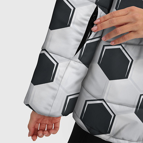 Женская зимняя куртка Текстура футбольного мяча / 3D-Черный – фото 5